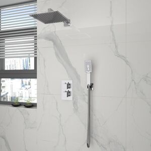 Belfry Bathroom Concealed Thermostatic Shower Set System Chrome With 38°C Thermostatic Mixer, Overhead And Handshower Head Chrome 25cm H X 25cm W X 150cm L Belfry Bathroom Concealed Thermostatic Shower Set System Chrome With 38°C Thermostatic Mixer, Overhead And Handshower Head Chrome 25cm H X 25cm W X 150cm L