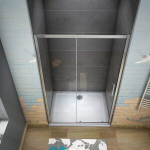Belfry Bathroom Arikan Framed Tempered Glass Single Sliding Shower Door Chrome 185cm H x 120cm W Belfry Bathroom Arikan Framed Tempered Glass Single Sliding Shower Door Chrome 185cm H x 120cm W