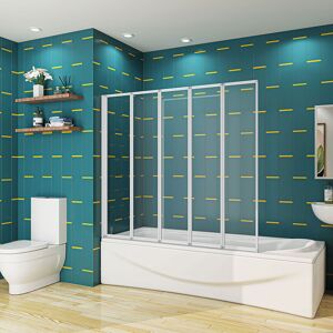 Belfry Bathroom Glenlee 1400mm Height 5 Folding Pivot Shower Bath Screen Panel, Framed Color Optional White 1,400mm H Belfry Bathroom Glenlee 1400mm Height 5 Folding Pivot Shower Bath Screen Panel, Framed Color Optional White 1,400mm H