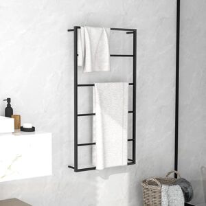 Ebern Designs Mervi Wood Wall Mounted Towel Rail Black 116cm H X 60cm L X 10cm D Ebern Designs Mervi Wood Wall Mounted Towel Rail Black 116cm H X 60cm L X 10cm D