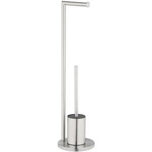 Latitude Run free-standing toilet set, Mod. Assif, with toilet roll holder and toilet brush Matt stainless steel 69.5cm H X 18cm W Latitude Run free-standing toilet set, Mod. Assif, with toilet roll holder and toilet brush Matt stainless steel 69.5cm H X 18cm W