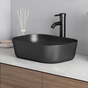 Eridanus Salerno 465mm x 325mm Rectangular Countertop Bathroom Sink Basin, Vitreous China Basin Matte Black 465mm L X 325mm W X 135mm H Eridanus Salerno 465mm x 325mm Rectangular Countertop Bathroom Sink Basin, Vitreous China Basin Matte Black 465mm L X 325mm W X 135mm H
