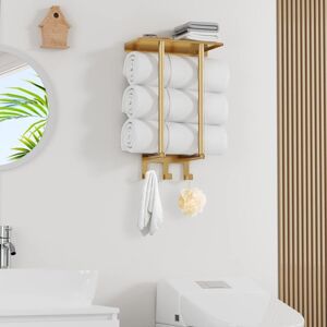 Rebrilliant Wall Towel Rack Gold 50cm H X 32cm L X 6.3cm D Rebrilliant Wall Towel Rack Gold 50cm H X 32cm L X 6.3cm D