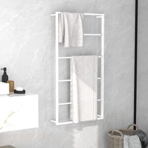 Ebern Designs Mervi Wood Wall Mounted Towel Rail White 116cm H X 60cm L X 10cm D Ebern Designs Mervi Wood Wall Mounted Towel Rail White 116cm H X 60cm L X 10cm D