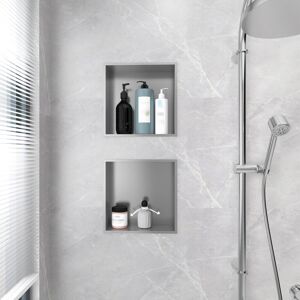 Belfry Bathroom Recessed Shower Niche Stainless Steel Shower Storage Light Gray 10cm H x 30.5cm W x 30.5cm D Belfry Bathroom Recessed Shower Niche Stainless Steel Shower Storage Light Gray 10cm H x 30.5cm W x 30.5cm D