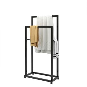 Rebrilliant 2-Tier Black Freestanding Towel Rack Chrome With Anti-Rust Coating Satin Black 20cm L X 10cm D Rebrilliant 2-Tier Black Freestanding Towel Rack Chrome With Anti-Rust Coating Satin Black 20cm L X 10cm D