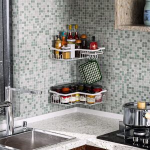 Rebrilliant Newcastle Adhesive Mount Stainless Steel Shower Shelf White 6.3cm H X 21.5cm W X 22.5cm D Rebrilliant Newcastle Adhesive Mount Stainless Steel Shower Shelf White 6.3cm H X 21.5cm W X 22.5cm D