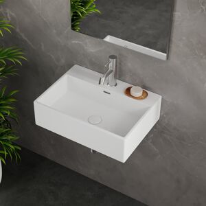 Eridanus Turner Rectangular Wall Hung/Countertop Basin Bathroom Sink with Mounting Bolts white 15cm H x 54cm L x 38cm W Eridanus Turner Rectangular Wall Hung/Countertop Basin Bathroom Sink with Mounting Bolts white 15cm H x 54cm L x 38cm W