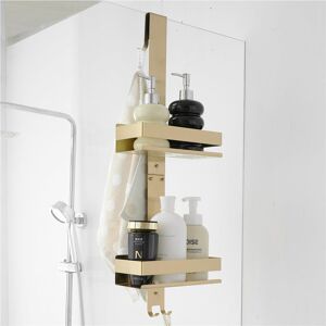 Canora Grey Shower Rack Hanging, For Glass Doors, With Hooks, Gold Gold Canora Grey Shower Rack Hanging, For Glass Doors, With Hooks, Gold Gold