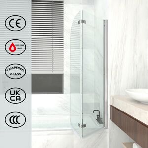 Belfry Bathroom Chrome 180° Pivot Bath Screen Bifold 1000x1400mm-2 Section Folding Shower Screen, 5mm Toughened Double-sided Easy Clean Glass Polished Chrome 140mm H X 92.2mm W Belfry Bathroom Chrome 180° Pivot Bath Screen Bifold 1000x1400mm-2 Section Folding Shower Screen, 5mm Toughened Double-sided Easy Clean Glass Polished Chrome 140mm H X 92.2mm W