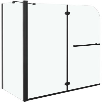 Belfry Bathroom Mulhall 680mm W x 1300mm H Folding / Bi-Fold Semi-Frameless Bath Screen with Clear Glass Black 1,300mm H Belfry Bathroom Mulhall 680mm W x 1300mm H Folding / Bi-Fold Semi-Frameless Bath Screen with Clear Glass Black 1,300mm H