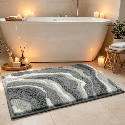 Rebrilliant Super Absorbent Non-Slip Microfiber Bath Mat for Bathroom Floor Gray 45cm W Rebrilliant Super Absorbent Non-Slip Microfiber Bath Mat for Bathroom Floor Gray 45cm W