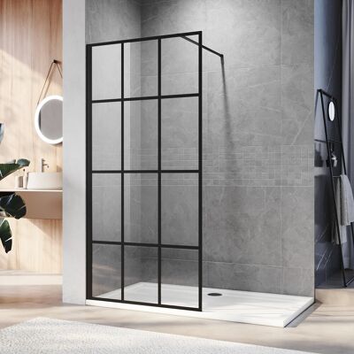 Belfry Bathroom Walk in Shower Enclosure with 8mm Half Frosted Easy Clean Safety Glass Black 890 mm Belfry Bathroom Walk in Shower Enclosure with 8mm Half Frosted Easy Clean Safety Glass Black 890 mm