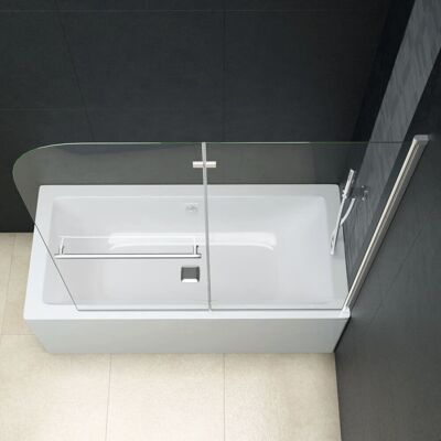 Ebern Designs Biondo Straight Glass Folding Bath Screen Clear 140cm H x 95cm W x 0.6cm D Ebern Designs Biondo Straight Glass Folding Bath Screen Clear 140cm H x 95cm W x 0.6cm D