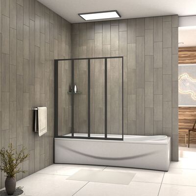 Belfry Bathroom Idalia 1400mm Height 4 Folding Pivot Shower Bath Screen Panel, Framed Color Optional Black 900 cm Belfry Bathroom Idalia 1400mm Height 4 Folding Pivot Shower Bath Screen Panel, Framed Color Optional Black 900 cm
