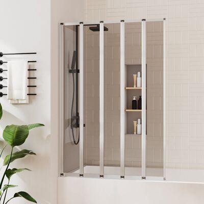 Belfry Bathroom 1200mm W x 1400mm H 5-Fold Grey Glass Shower Screen 1,400mm H Belfry Bathroom 1200mm W x 1400mm H 5-Fold Grey Glass Shower Screen 1,400mm H