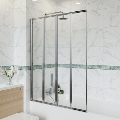 Belfry Bathroom Dinton 1400mm H Framed Folding Bath Screen with Clear Glass Chrome 1,400mm H Belfry Bathroom Dinton 1400mm H Framed Folding Bath Screen with Clear Glass Chrome 1,400mm H