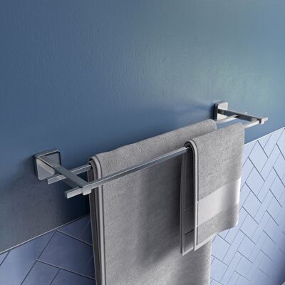 Croydex Flexi-Fix Double Towel Rail - Chrome - 67cm - Bathroom Accessory Croydex Flexi-Fix Double Towel Rail - Chrome - 67cm - Bathroom Accessory