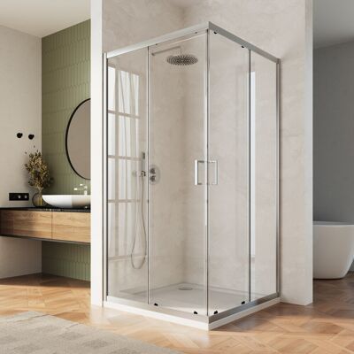 Belfry Bathroom 700-1200mm W Sliding Corner Entry Shower Enclosure Chrome 185cm H X 110cm W X 5cm D Belfry Bathroom 700-1200mm W Sliding Corner Entry Shower Enclosure Chrome 185cm H X 110cm W X 5cm D