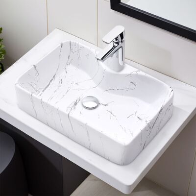 Metro Lane Avgoustinos 480mm L x 370mm W White Ceramic Rectangular Sink White 370mm W Metro Lane Avgoustinos 480mm L x 370mm W White Ceramic Rectangular Sink White 370mm W