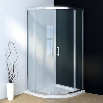 Belfry Bathroom Berneau Glass Quadrant Shower Enclosure with Tray Silver 1850mm H x 900mm W x 900mm D Belfry Bathroom Berneau Glass Quadrant Shower Enclosure with Tray Silver 1850mm H x 900mm W x 900mm D