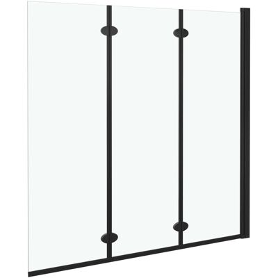 Belfry Bathroom Forrestal 1300mm W x 1380mm H Folding / Bi-Fold Semi-Frameless Bath Screen with Clear Glass Black 1,380mm H Belfry Bathroom Forrestal 1300mm W x 1380mm H Folding / Bi-Fold Semi-Frameless Bath Screen with Clear Glass Black 1,380mm H