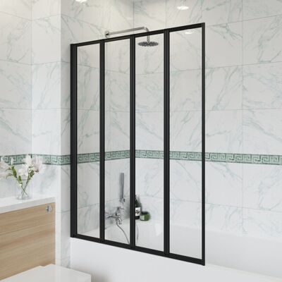 Belfry Bathroom Dinton 1400mm H Framed Folding Bath Screen with Clear Glass Black 1,400mm H Belfry Bathroom Dinton 1400mm H Framed Folding Bath Screen with Clear Glass Black 1,400mm H