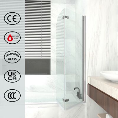 Belfry Bathroom Mahler 46.1mm - 92.2mm W x 140mm H Hinged Semi-Frameless Tub Door with Clear Glass Polished Chrome 140mm H Belfry Bathroom Mahler 46.1mm - 92.2mm W x 140mm H Hinged Semi-Frameless Tub Door with Clear Glass Polished Chrome 140mm H