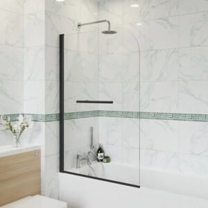 Belfry Bathroom Desideria 800mm W x 1400mm H Pivot Semi-Frameless Bath Screen with Clear Glass black 140.0 H x 0.0 W cm