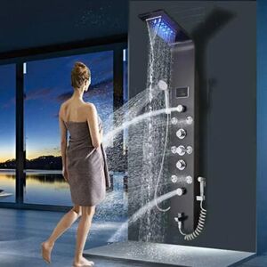 Belfry Bathroom Trower Shower Tower Panel black 1140.0 H x 200.0 W cm