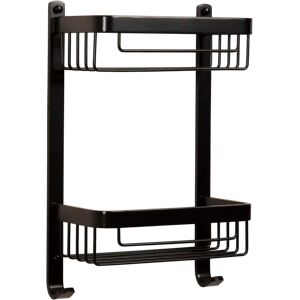 Croydex Aluminium 2 Tier 25.5cm x 39cm Bathroom Shelf black 39.0 H x 25.5 W x 12.5 D cm