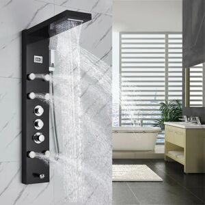 Belfry Bathroom Hulme Shower Tower Panel black 111.0 H x 200.0 W cm