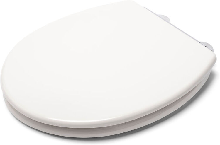 Croydex Lugano White Wooden Toilet Seat - Soft Close & Quick Release Button for Easy Cleaning, Adjustable Hinges with Top and Bottom Fixings Included and Anti White 4.5cm H X 36.8cm W X 45cm D