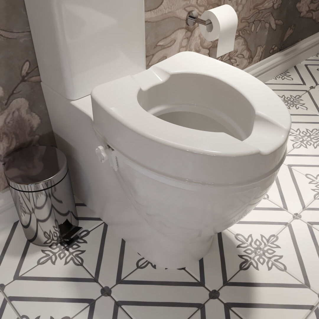Croydex Raised toilet seat Glossy White 6.06cm H X 15.35cm W X 39.8cm D