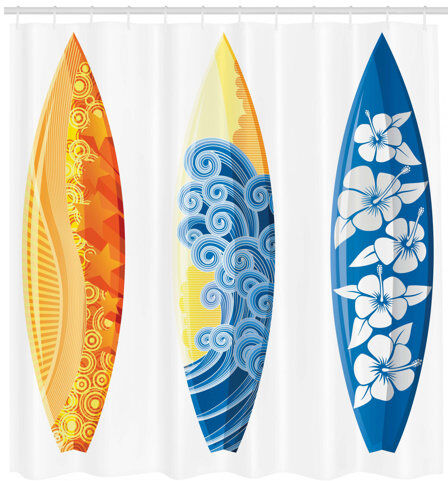 East Urban Home Surfboard Shower Curtain East Urban Home Size: 240cm H x 175cm W  - Size: 240cm H x 175cm W East Urban Home Surfboard Shower Curtain East Urban Home Size: 240cm H x 175cm W  - Size: 240cm H x 175cm W
