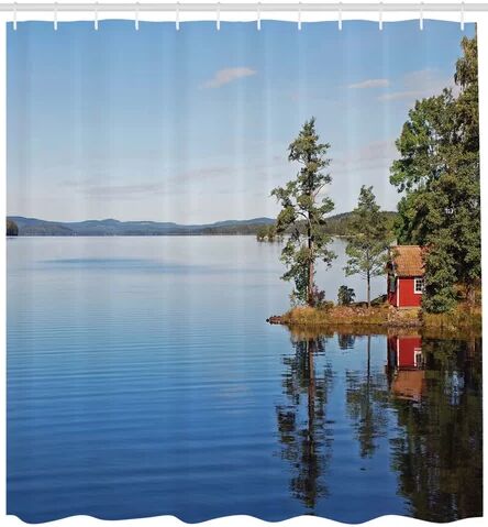 East Urban Home House on a Lake Shower Curtain East Urban Home Size: 240cm H x 175cm W  - Size: 180cm H x 175cm W