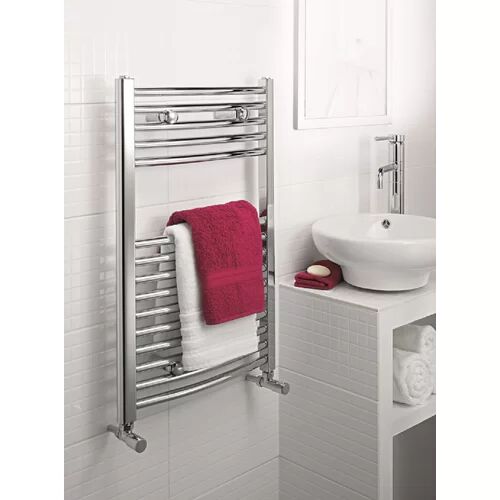 Belfry Heating Phoebe Vertical Curved Towel Rail Belfry Heating Finish: Silver, Size: 117.2cm L x 75cm W x 7cm D  - Size: Large