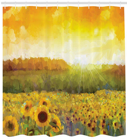East Urban Home Meadow with Sun Polyester Shower Curtain East Urban Home Size: 220cm H x 175cm W  - Size: 240cm H x 175cm W East Urban Home Meadow with Sun Polyester Shower Curtain East Urban Home Size: 220cm H x 175cm W  - Size: 240cm H x 175cm W