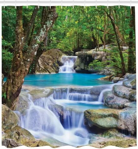 East Urban Home Waterfall in the Forest Shower Curtain East Urban Home  - Size: Standard (72" x 72") Extra Long (72" x 96") East Urban Home Waterfall in the Forest Shower Curtain East Urban Home  - Size: Standard (72" x 72") Extra Long (72" x 96")