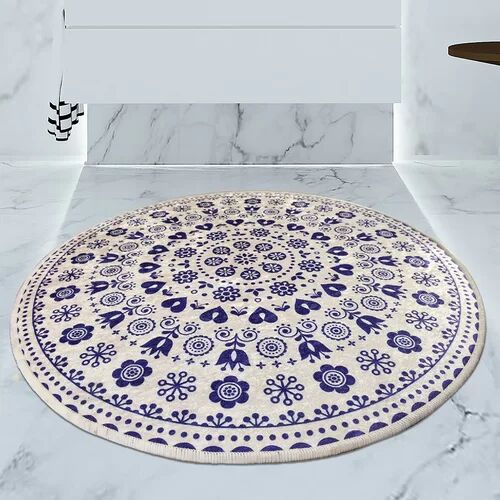 August Grove Howden Circle Non-Slip Bath Mat August Grove Size: 100cm W x 100cm L, Colour: Blue  - Size: Large