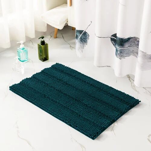 17 Stories Super Soft Striped Absorbent Microfiber Rectangle Bath Mat 17 Stories Colour: Teal, Size: 2cm H x 120cm W x 43cm D  - Size: