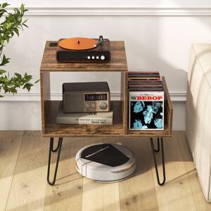 George Oliver Mid-Century Modern End Table Record Player Stand Turntable Stand W/Power Outlet Brown 67cm H X 66cm W X 45cm D George Oliver Mid-Century Modern End Table Record Player Stand Turntable Stand W/Power Outlet Brown 67cm H X 66cm W X 45cm D