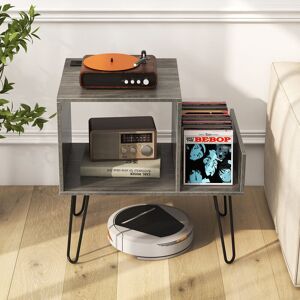 George Oliver Mid-Century Modern End Table Record Player Stand Turntable Stand W/Power Outlet Grey 67cm H X 66cm W X 45cm D George Oliver Mid-Century Modern End Table Record Player Stand Turntable Stand W/Power Outlet Grey 67cm H X 66cm W X 45cm D