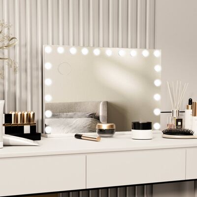 17 Stories 60x90cm LED Makeup Mirror with 20 Bulbs, Large Mirror with 3 Color Lights and Charging White 62cm H X 90cm W X 12cm D 17 Stories 60x90cm LED Makeup Mirror with 20 Bulbs, Large Mirror with 3 Color Lights and Charging White 62cm H X 90cm W X 12cm D