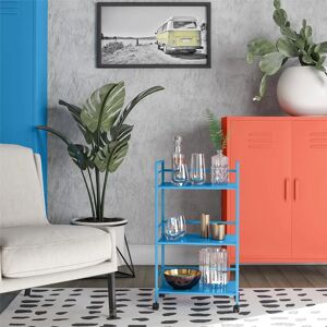 Novogratz Cache Serving Cart blue 76.48 H x 42.7 W x 28.96 D cm