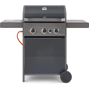 Tower T978501 Stealth 3000 Three Burner Porcelain Enamel Gas BBQ with Additional Side Burner, Precision Thermometer, Cabinets and Rust Proof Design, B gray 112.0 H x 131.0 W x 53.0 D cm