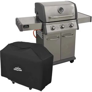 Dellonda 3 Burner Deluxe Gas BBQ Grill With Piezo Ignition, Water Resistant Cover, Stainless Steel gray 113.0 H x 122.0 W x 57.0 D cm