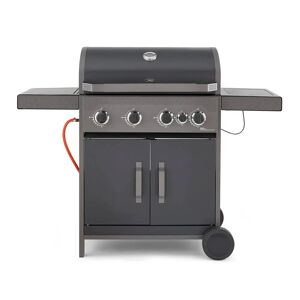 Tower T978502 Stealth 4000 Four Burner Porcelain Enamel Gas BBQ with additional side burner, Precision Thermometer, Cabinets and Rust Proof Design, Bl gray 112.0 H x 142.0 W x 53.0 D cm