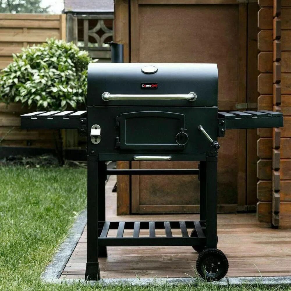 Dakota Fields CosmoGrill Outdoor XL Smoker Barbecue Charcoal Portable BBQ Grill Garden gray 124.0 H x 66.0 W x 113.0 D cm