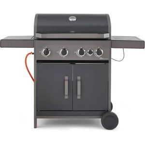 Tower T978502 Stealth 4000 Four Burner Porcelain Enamel Gas BBQ with additional side burner, Precision Thermometer, Cabinets and Rust Proof Design, Bl gray 112.0 H x 142.0 W x 53.0 D cm